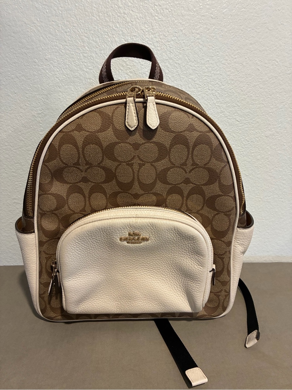 Coach Brown & Cream Signature Mini Backpack